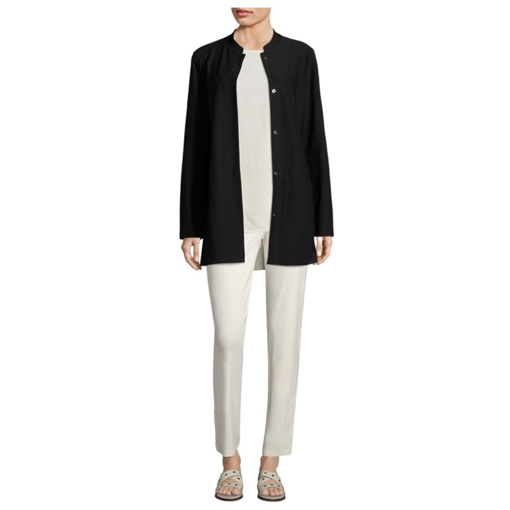 EILEEN FISHER Black Mandarin Collar Jacket Blazer Size XS